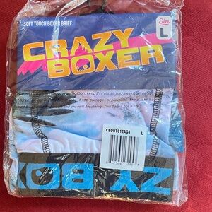 Crazy Boxer Men's Soft Touch Boxer Briefs - Black and Blue